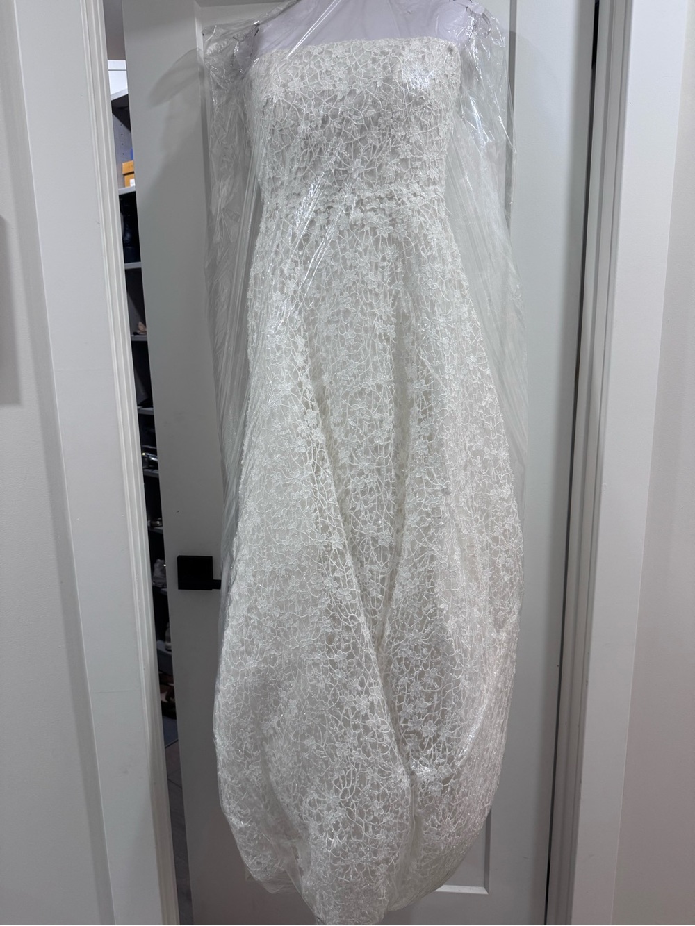 Mark Ingram Elegant Strapless White Lace and Beaded Wedding Gown